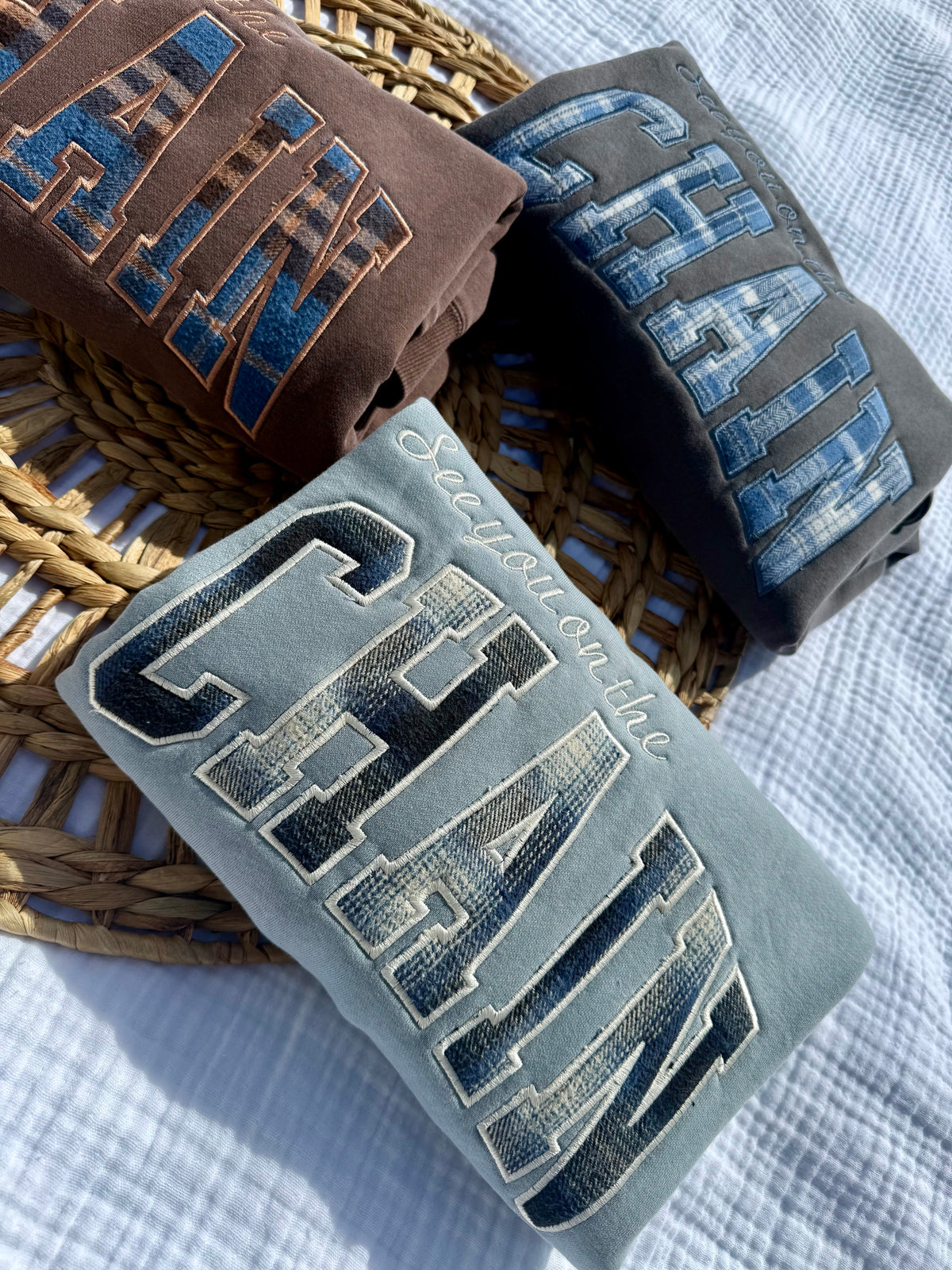 Flannel “see you on the chain” crewneck