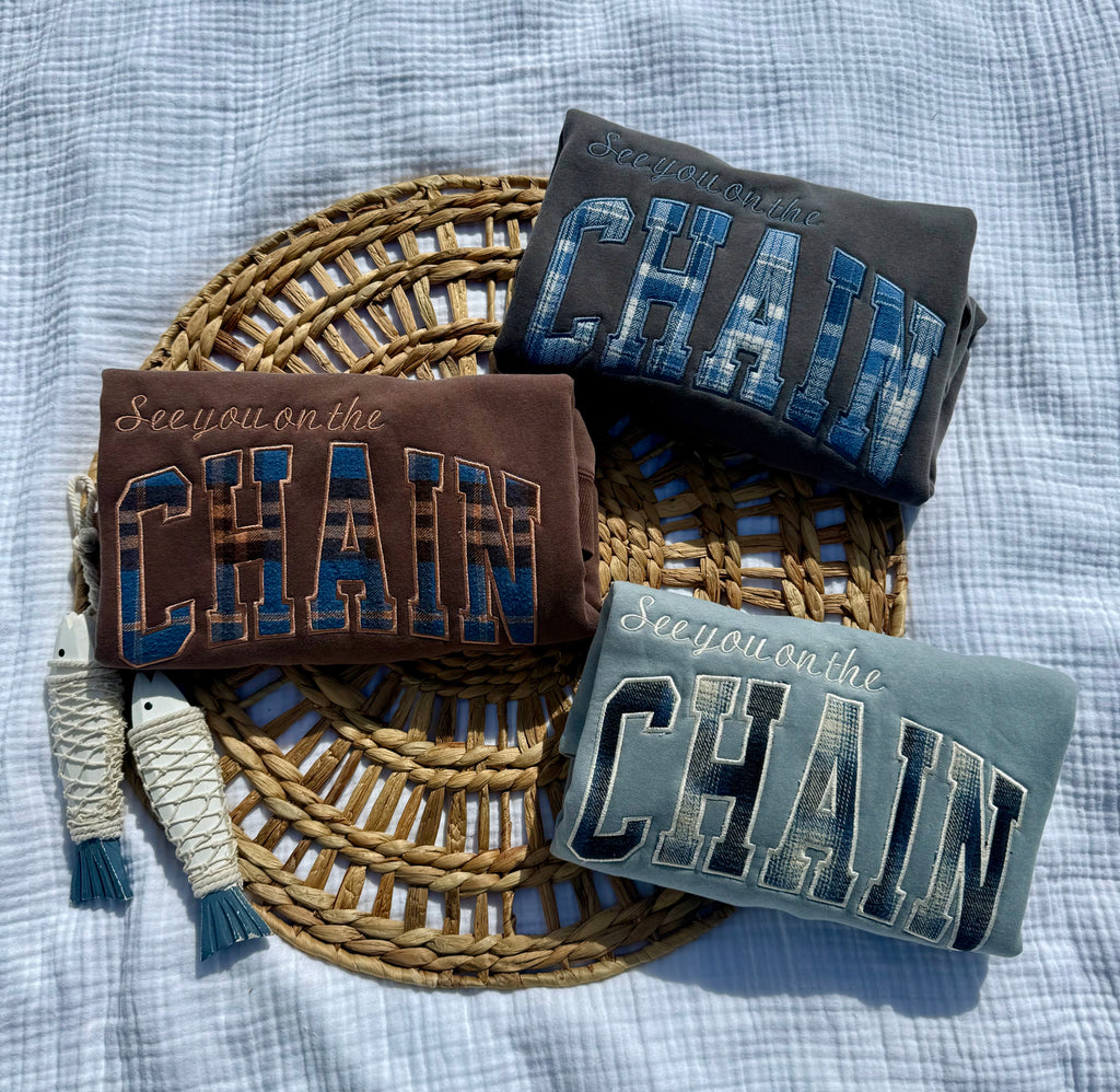 Flannel “see you on the chain” crewneck